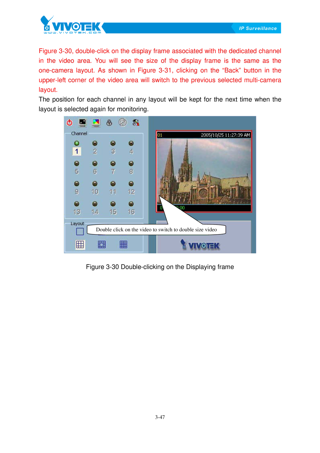 Vivotek ST3402 user manual Double-clicking on the Displaying frame 