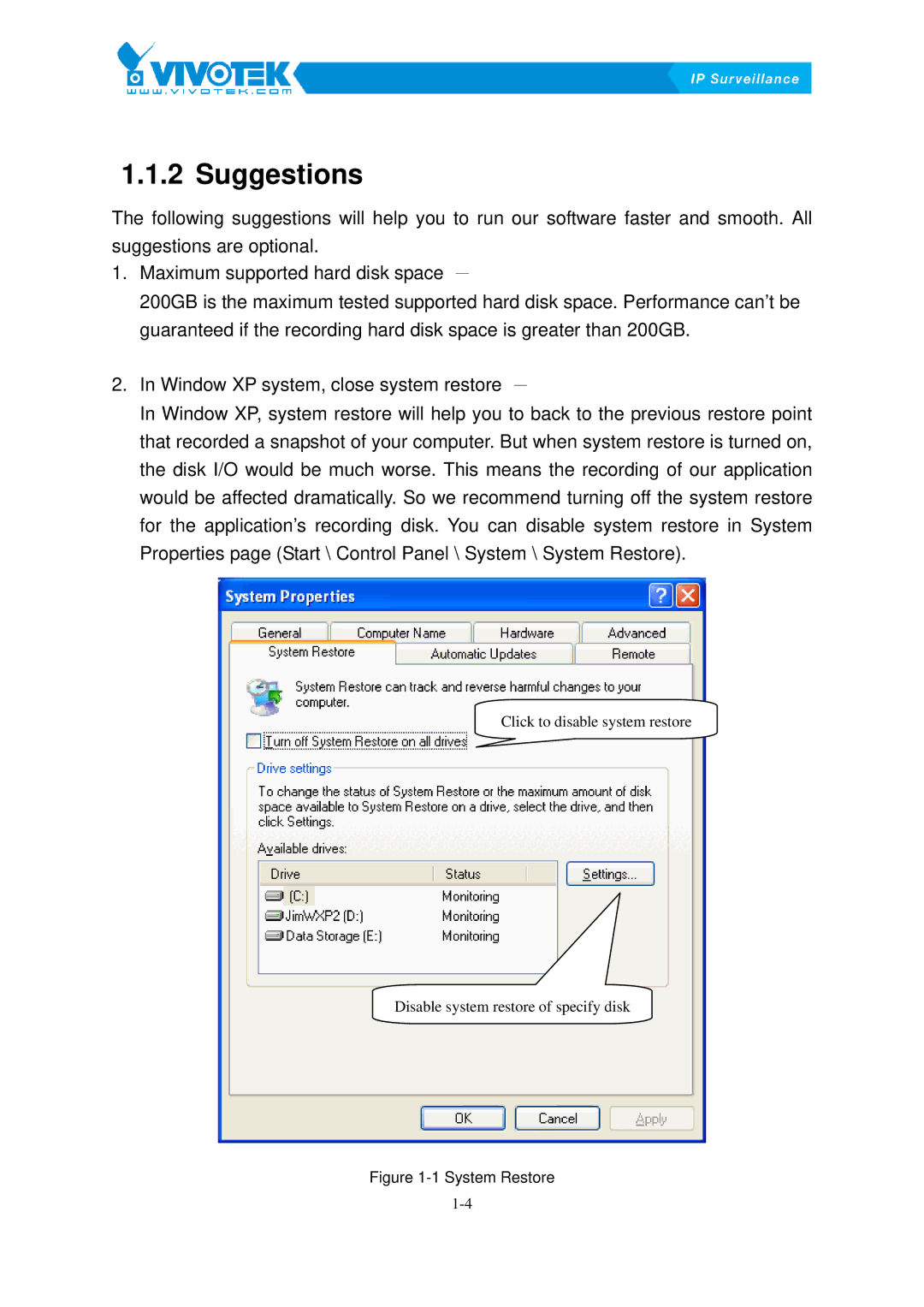 Vivotek ST3402 user manual Suggestions29B, System Restore 