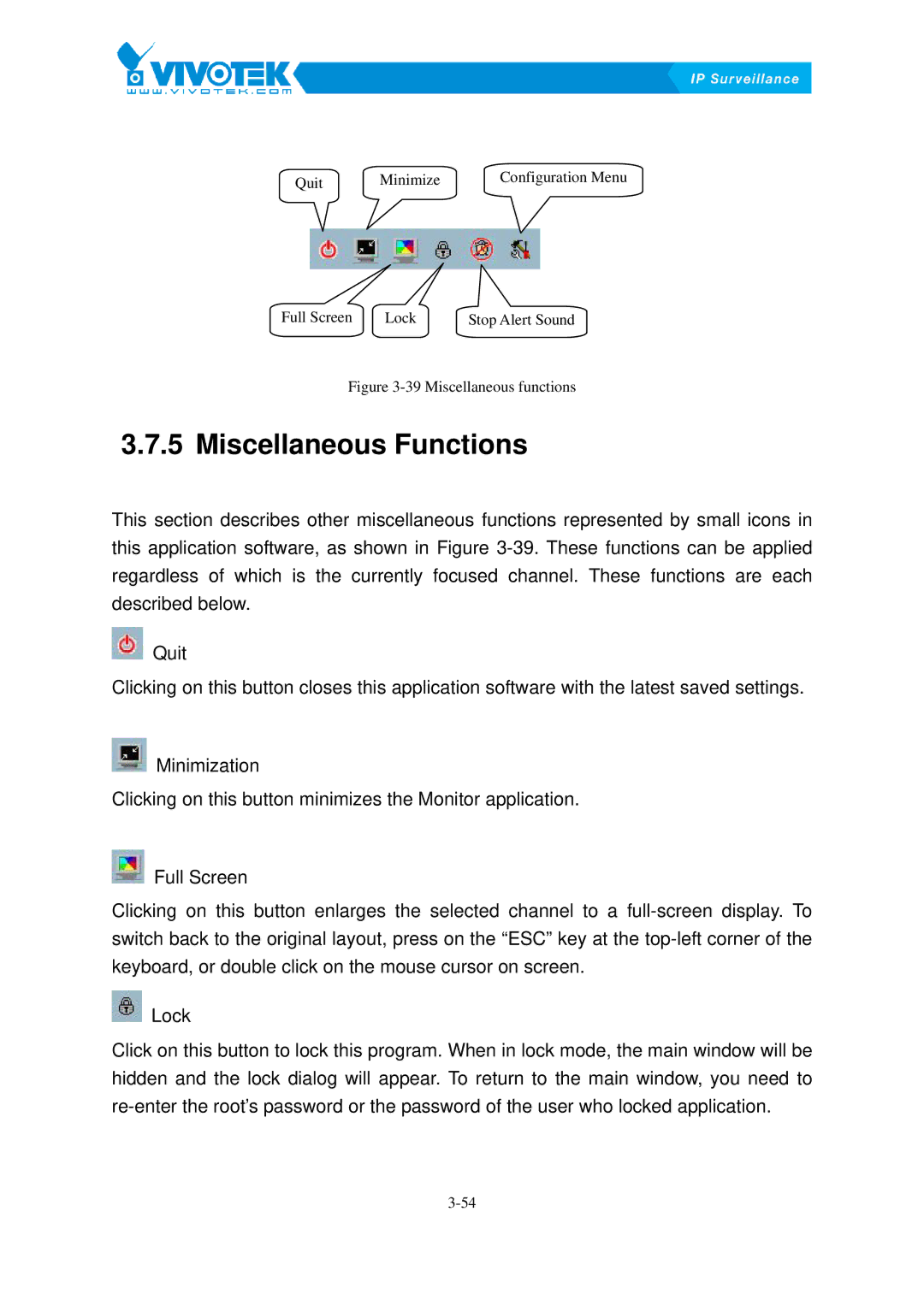 Vivotek ST3402 user manual Miscellaneous Functions, Miscellaneous functions 