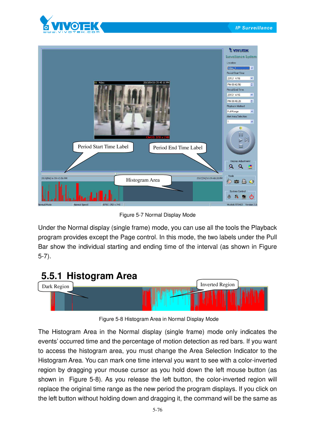 Vivotek ST3402 user manual Histogram58BArea, Normal Display Mode 