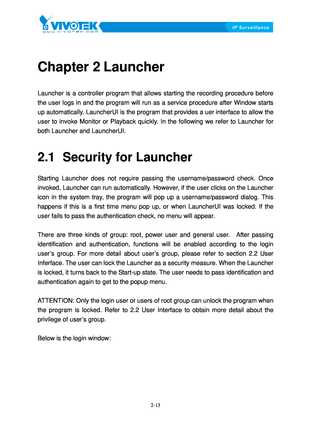 Vivotek ST3402 user manual Launcher1B, Security8Bfor Launcher 