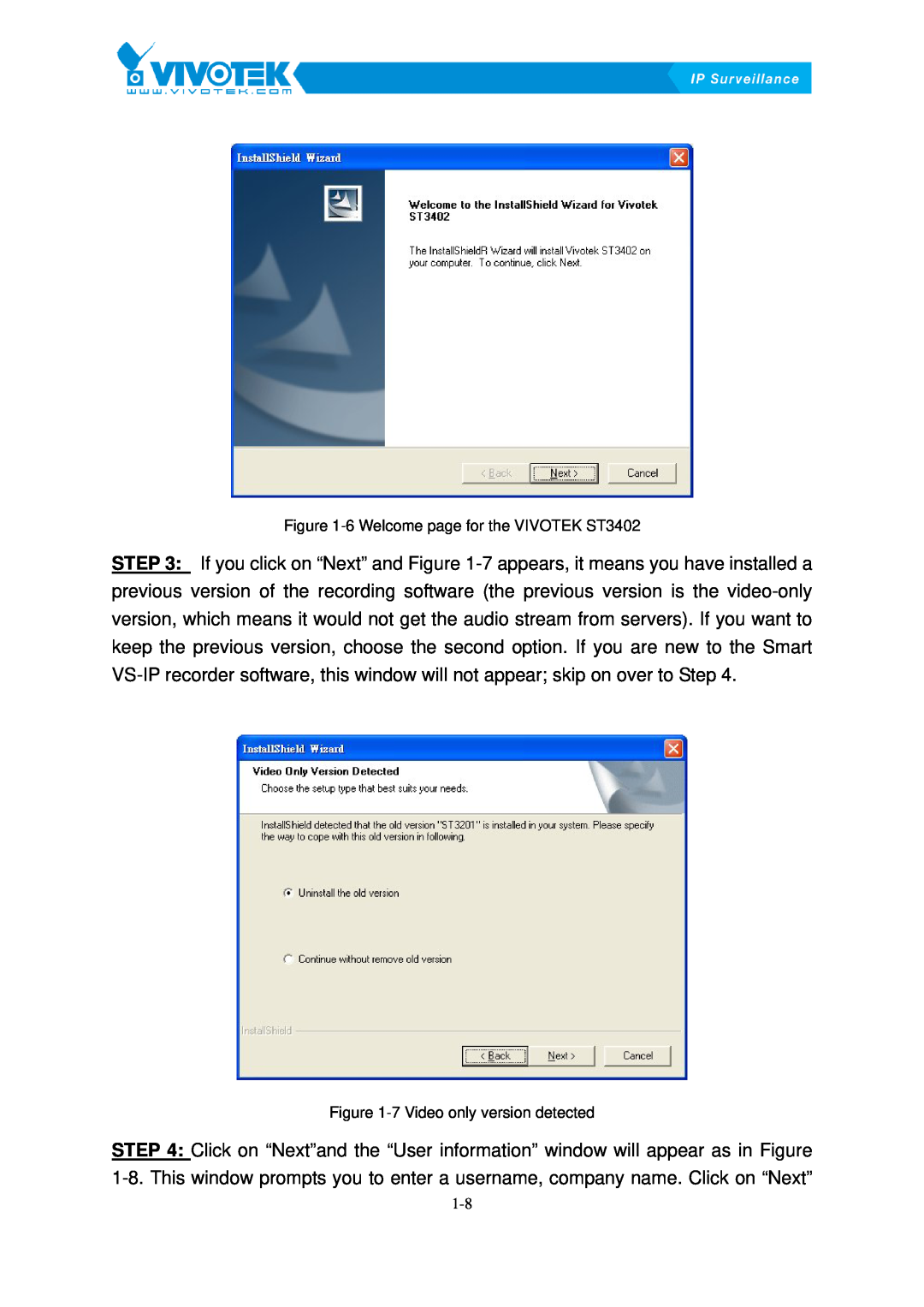 Vivotek user manual 6 Welcome page for the VIVOTEK ST3402, 7 Video only version detected 