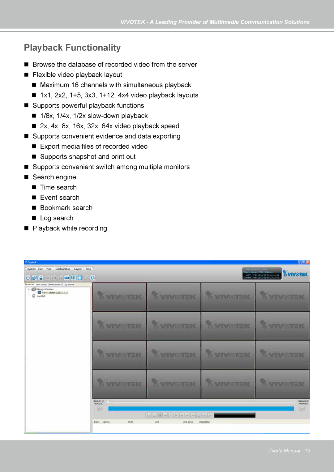 Vivotek st501 user manual Playback Functionality 