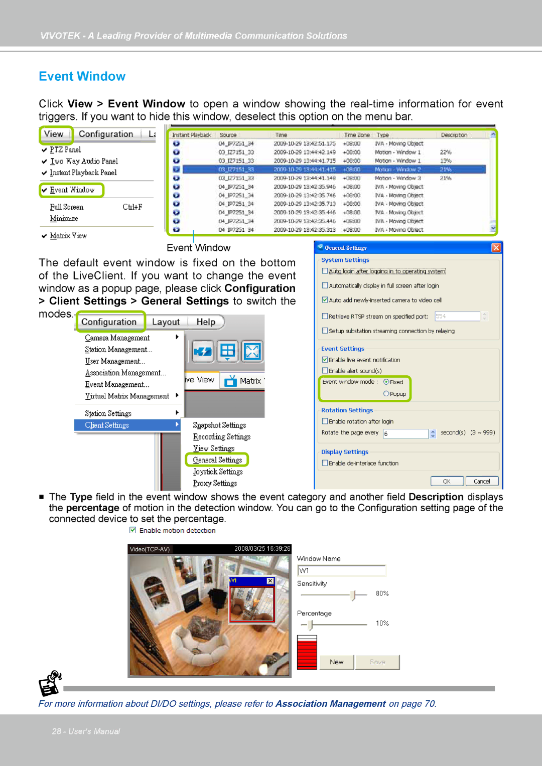 Vivotek st501 user manual Event Window 