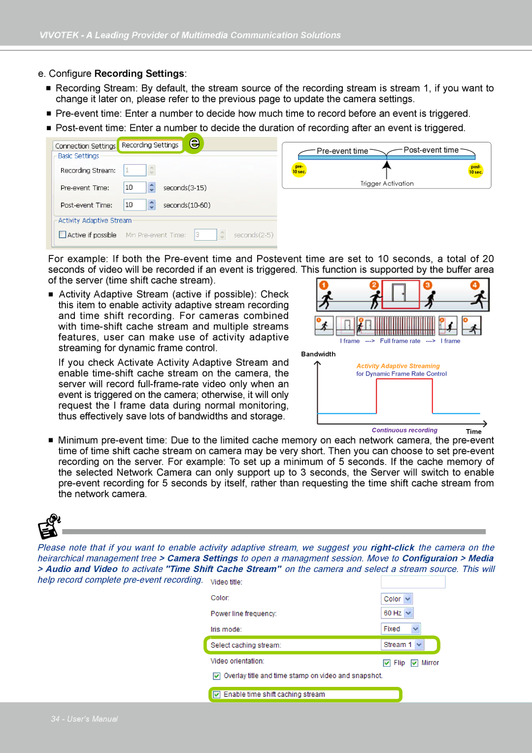 Vivotek st501 user manual Configure Recording Settings 