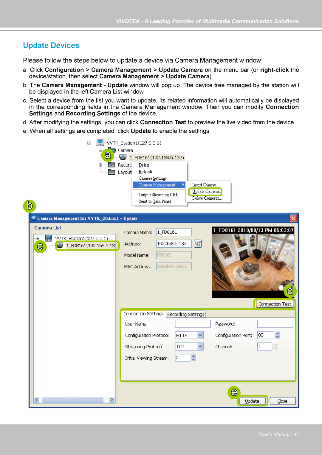 Vivotek st501 user manual Update Devices 