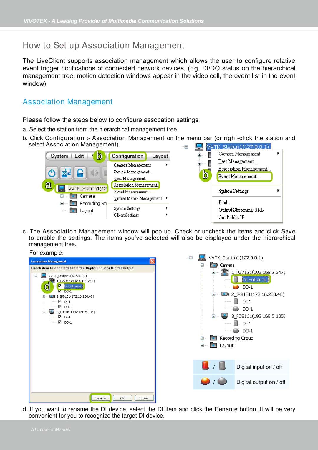 Vivotek st501 user manual How to Set up Association Management 