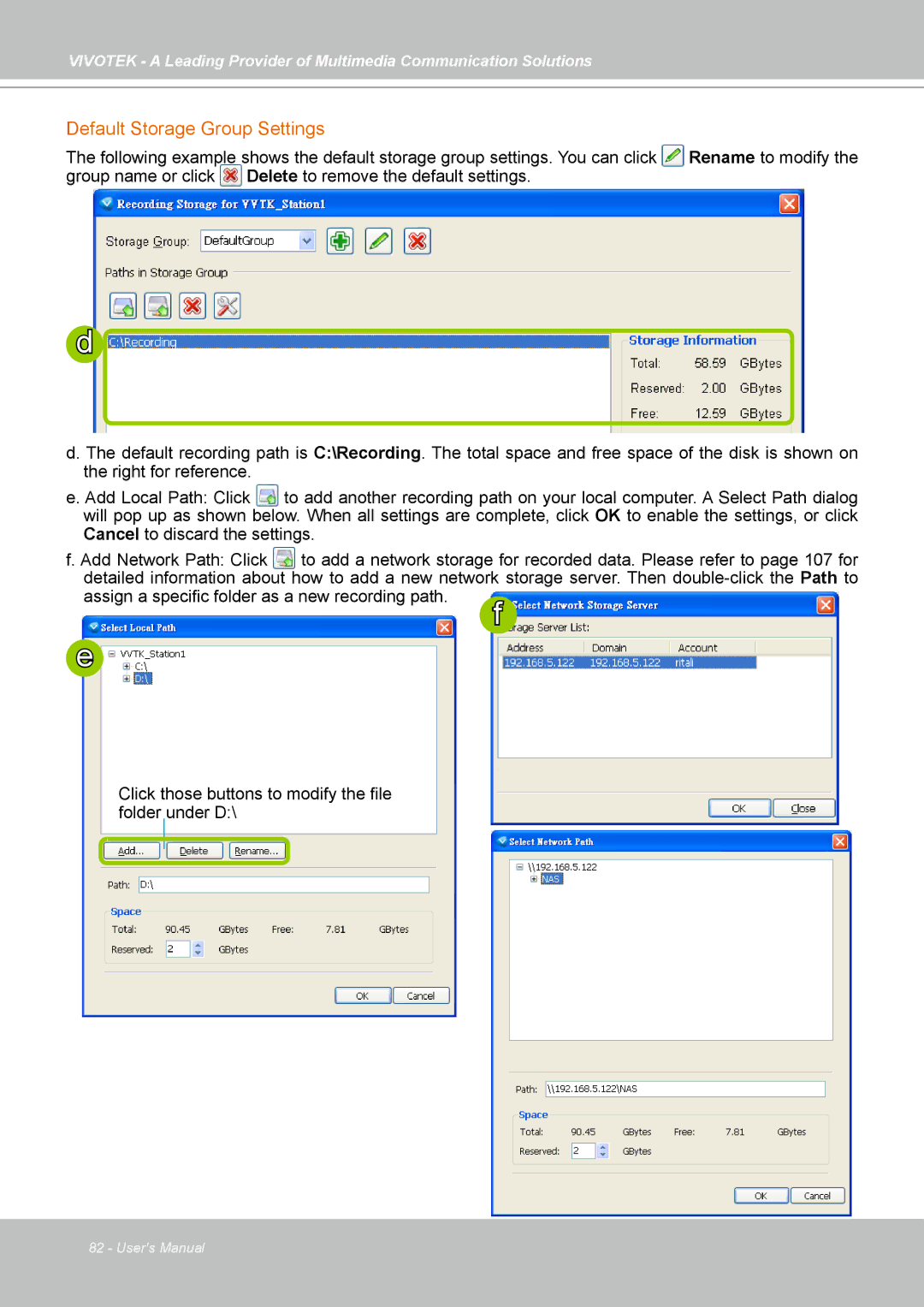 Vivotek st501 user manual Default Storage Group Settings 