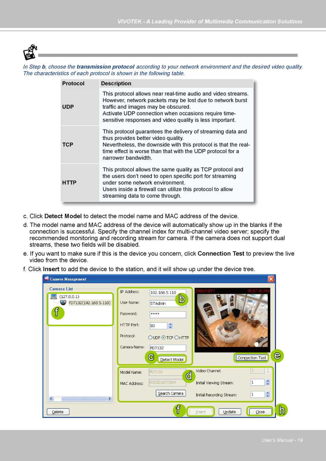 Vivotek ST7501 manual Udp 