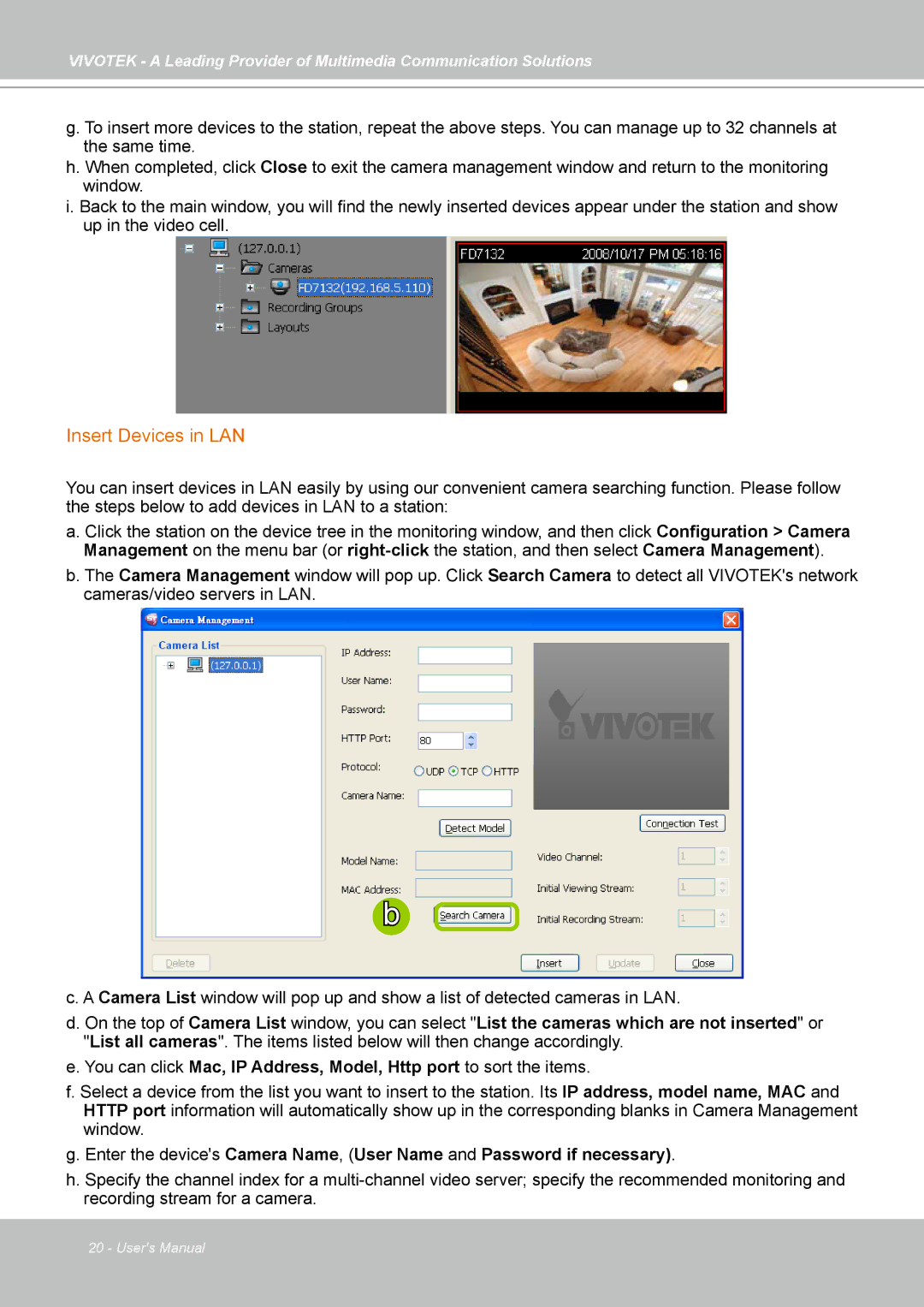 Vivotek ST7501 manual Insert Devices in LAN 