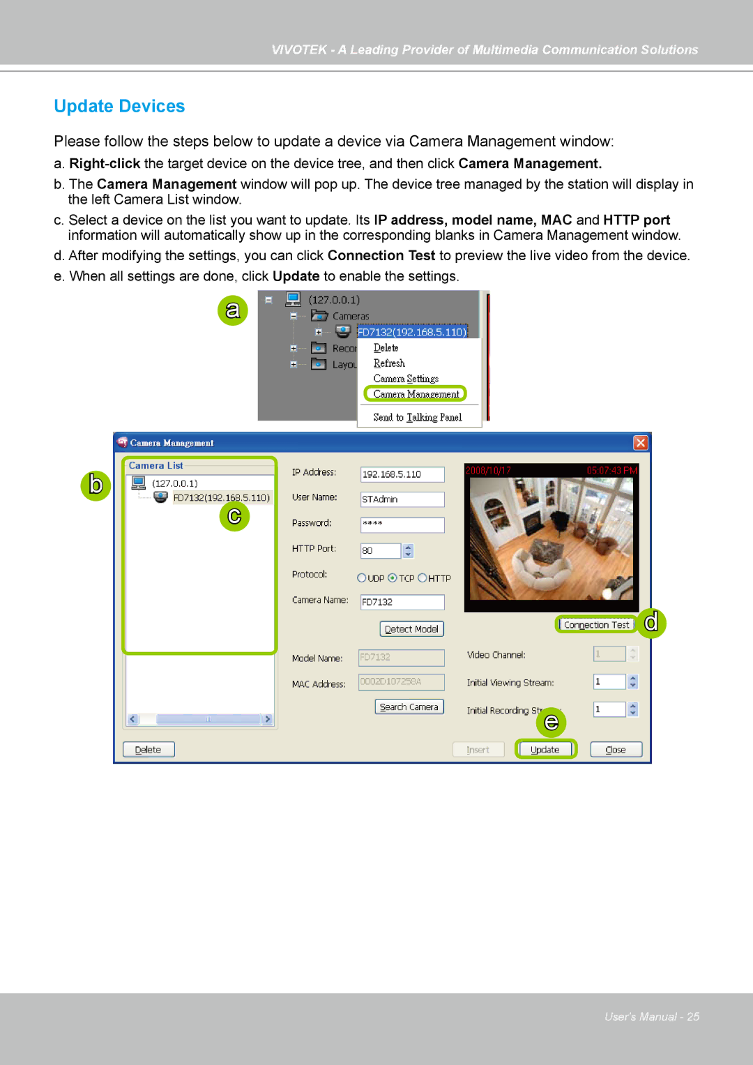 Vivotek ST7501 manual Update Devices 