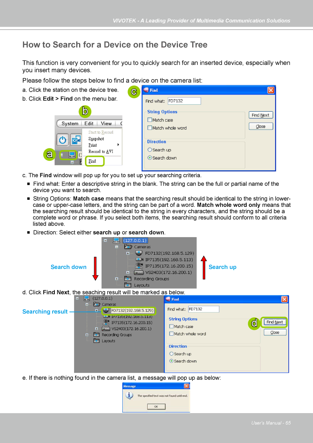 Vivotek ST7501 manual How to Search for a Device on the Device Tree, Searching result 