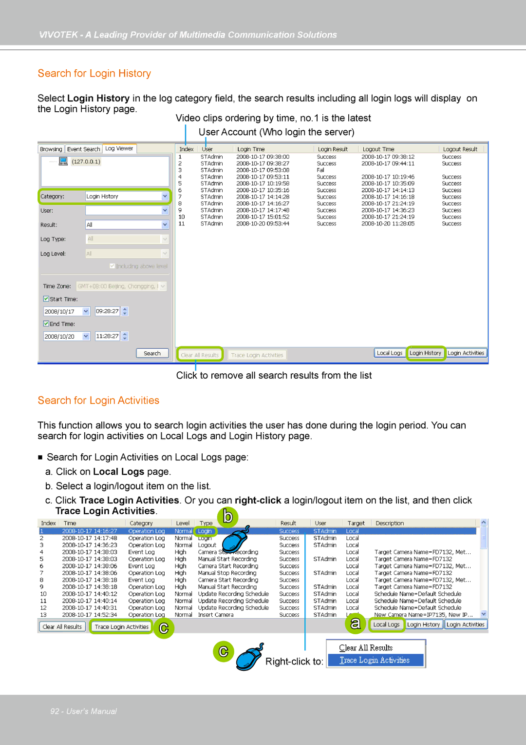 Vivotek ST7501 manual Right-click to 