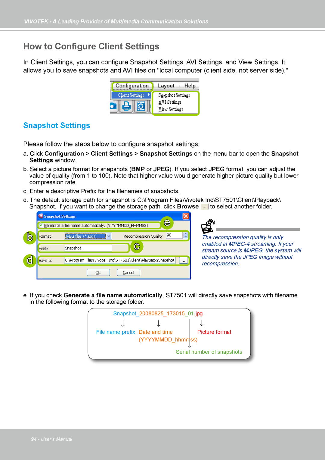 Vivotek ST7501 manual How to Configure Client Settings 