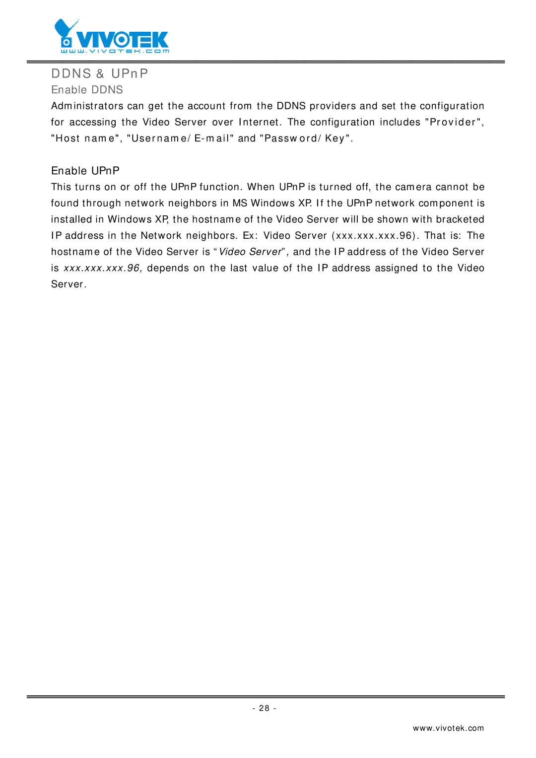 Vivotek VS2403 manual Ddns & UPnP, Enable Ddns 