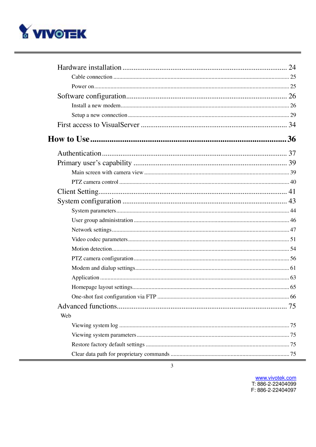 Vivotek VS3102 user manual Web 