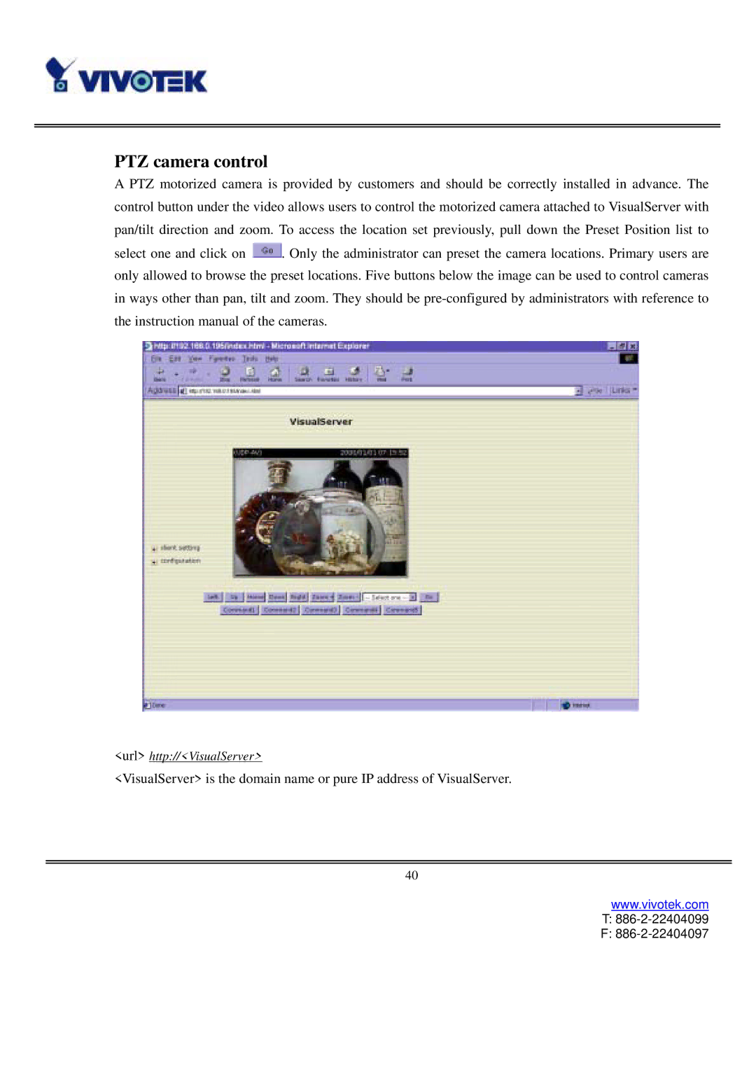 Vivotek VS3102 user manual PTZ camera control 