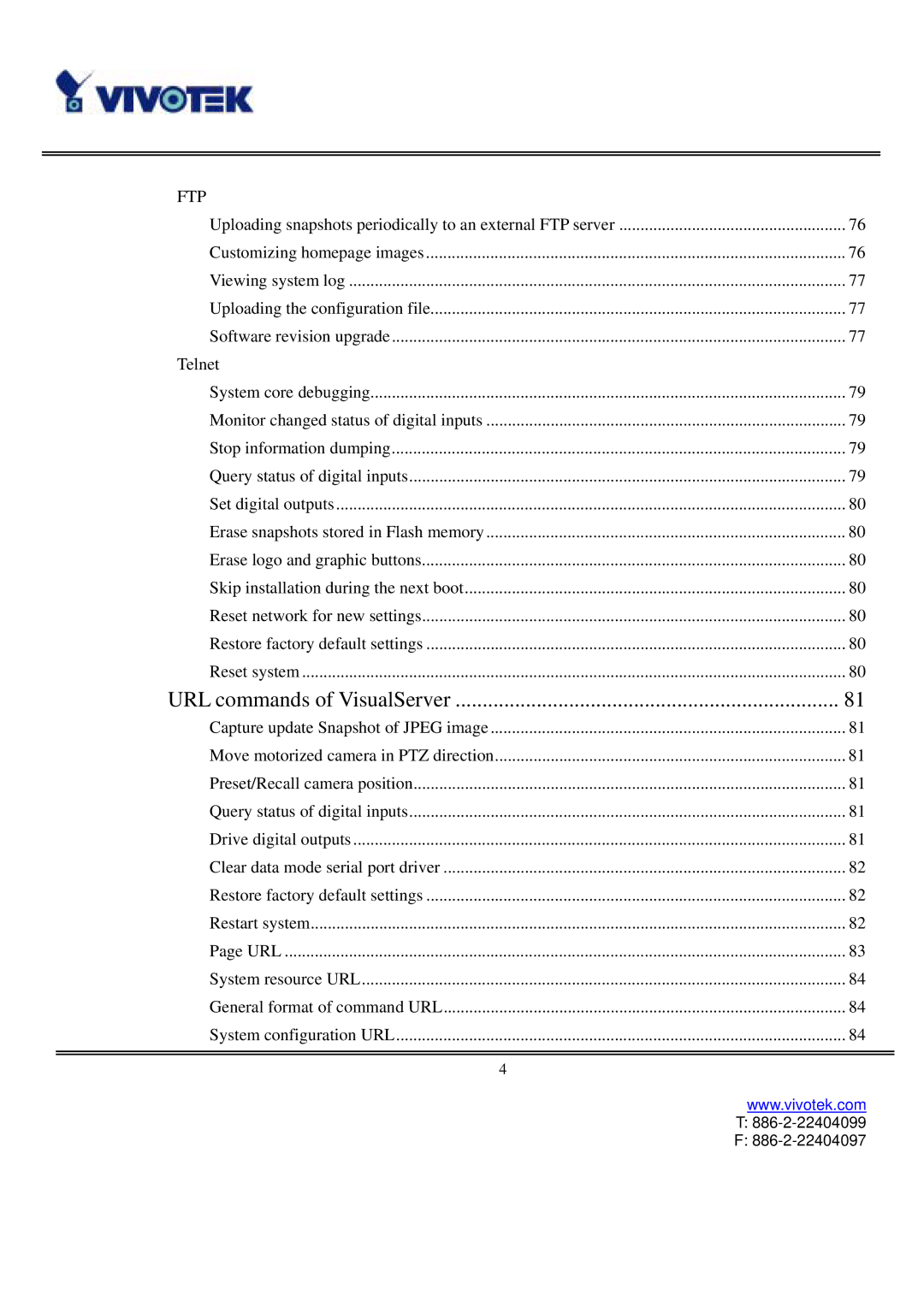 Vivotek VS3102 user manual Ftp 