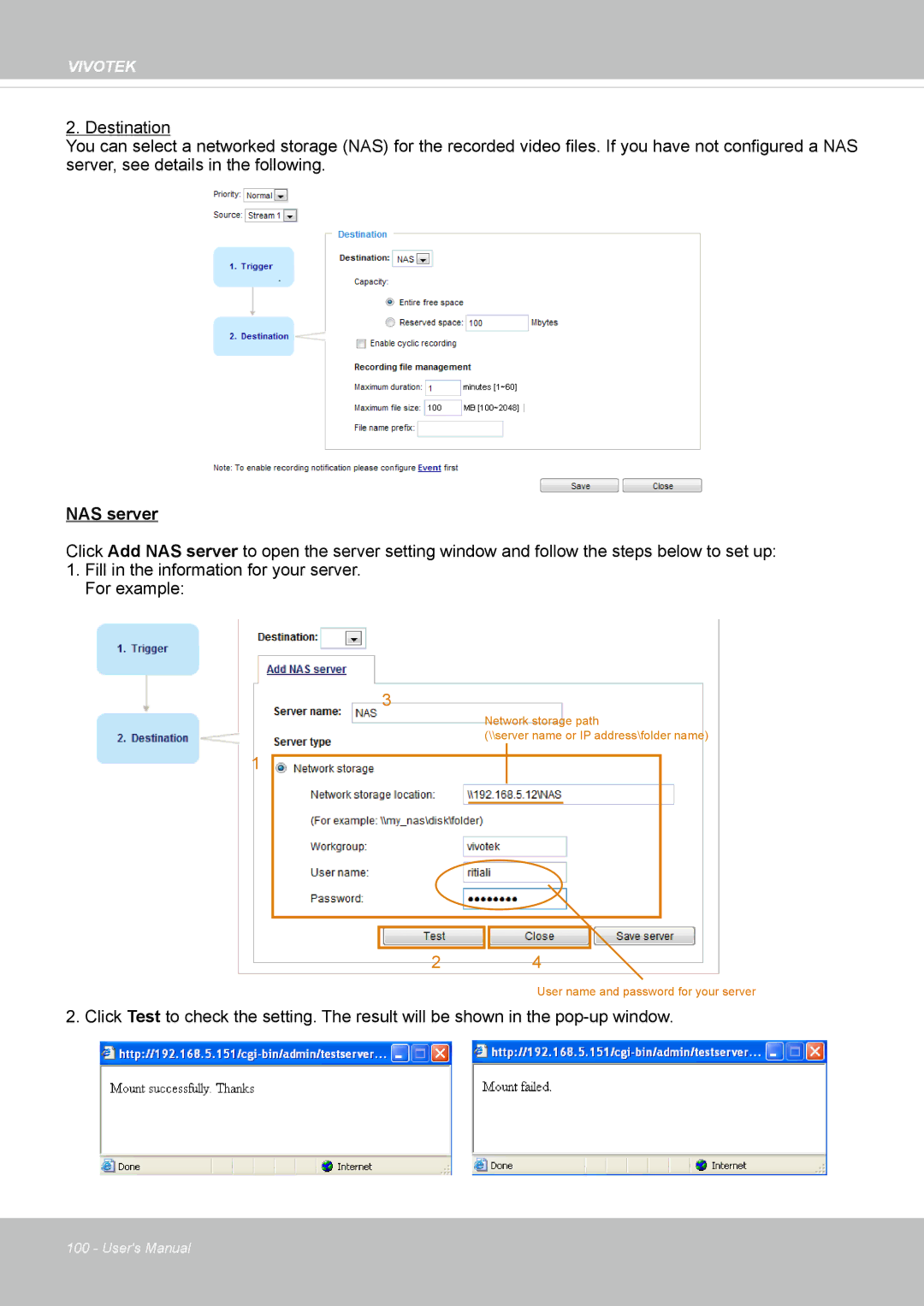 Vivotek VS8100 user manual NAS server 