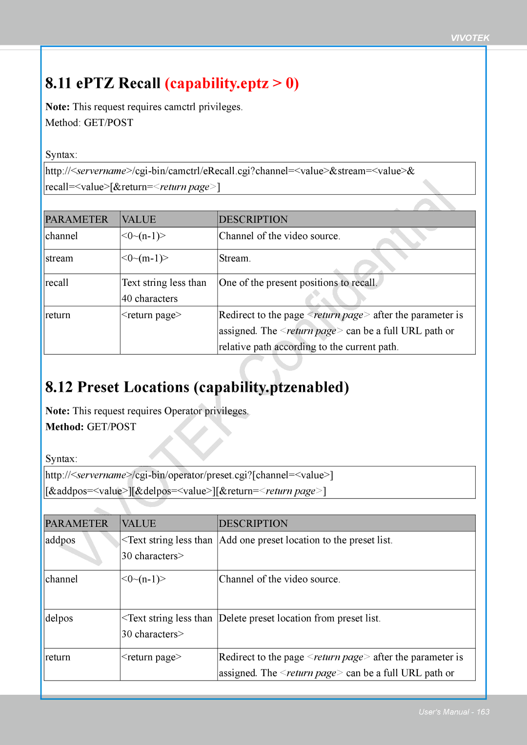 Vivotek VS8100 user manual EPTZ Recall capability.eptz, Preset Locations capability.ptzenabled 