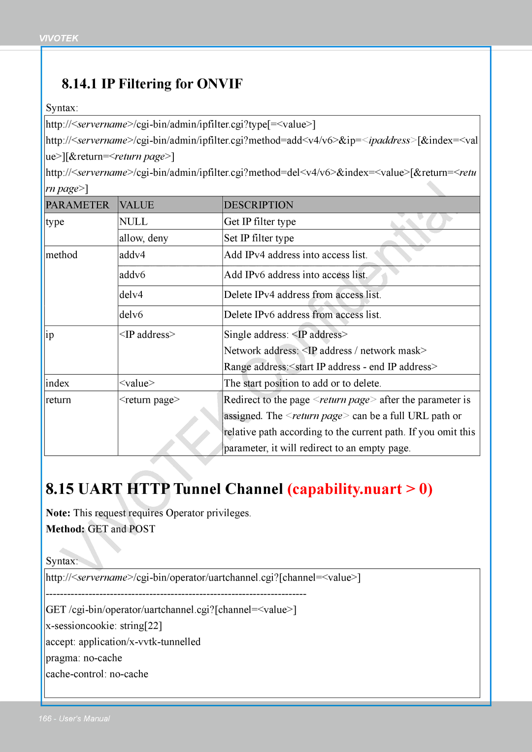 Vivotek VS8100 user manual Uart Http Tunnel Channel capability.nuart, Type 