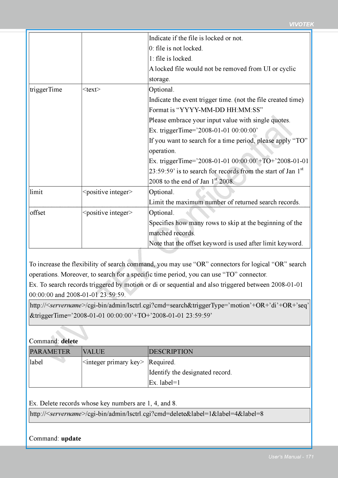 Vivotek VS8100 user manual Indicate if the file is locked or not, File is not locked, File is locked, Storage 