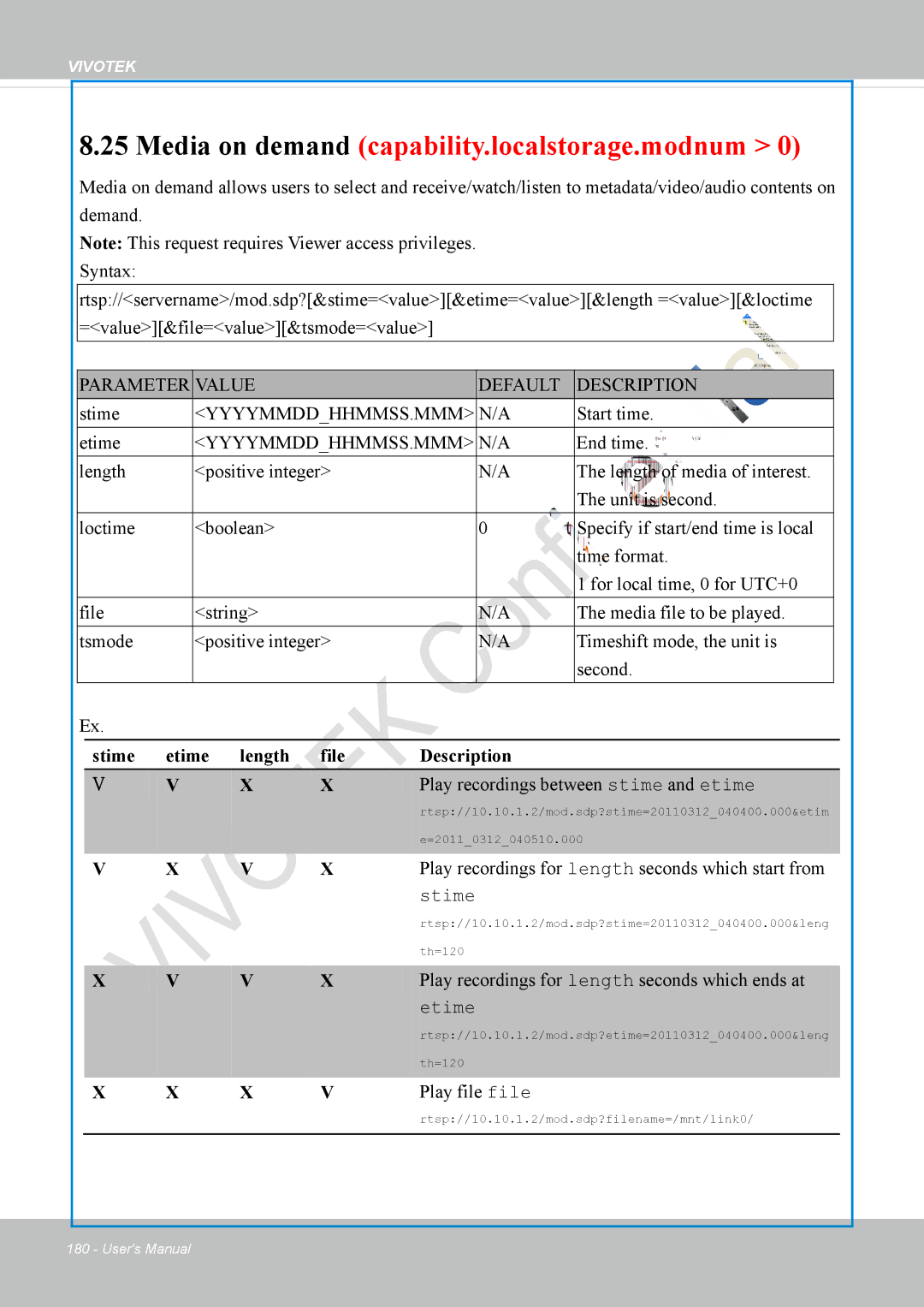 Vivotek VS8100 user manual Stime, Start time Etime 