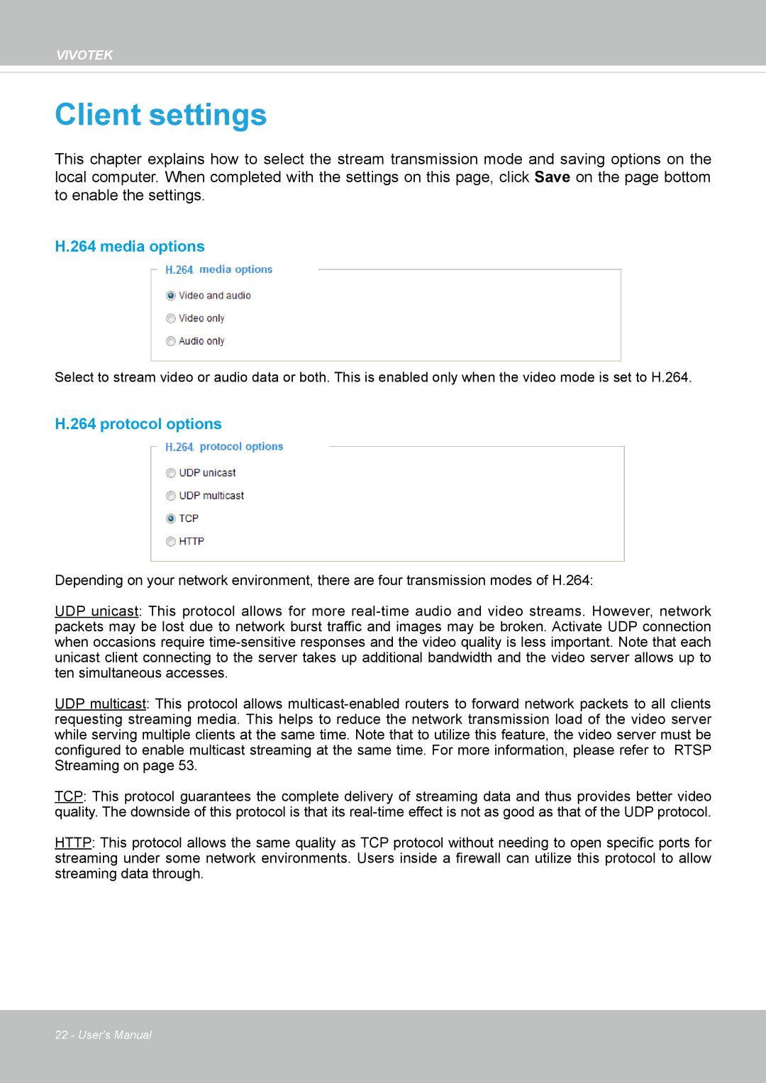 Vivotek VS8100 user manual Client settings 