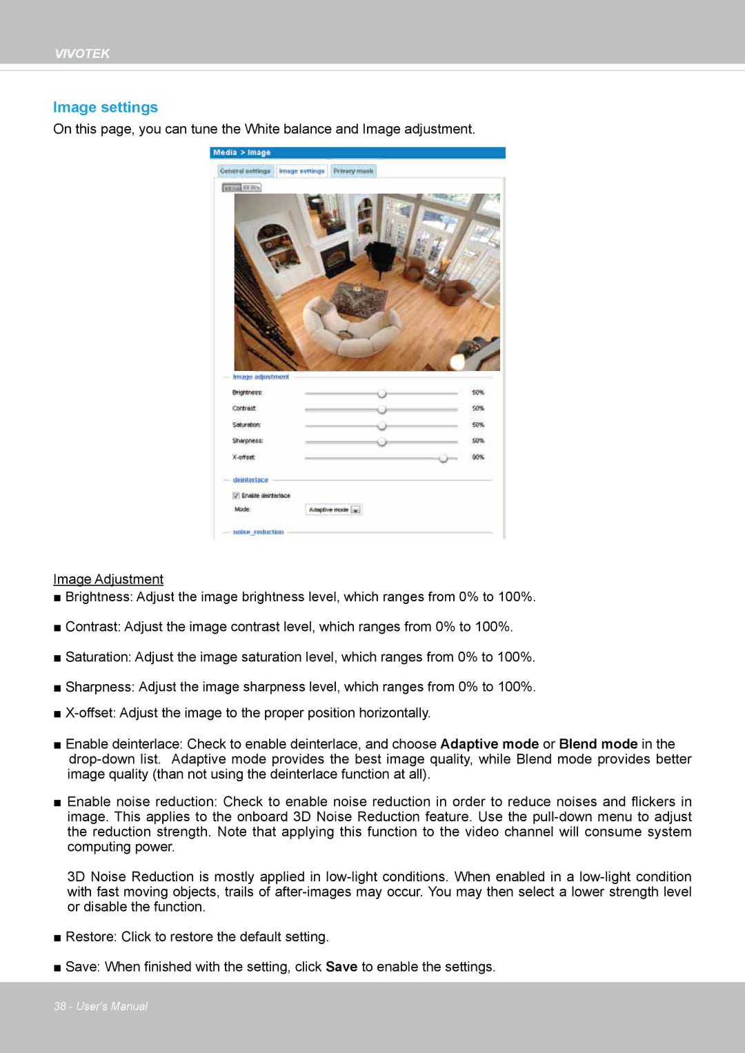 Vivotek VS8100 user manual Image settings 