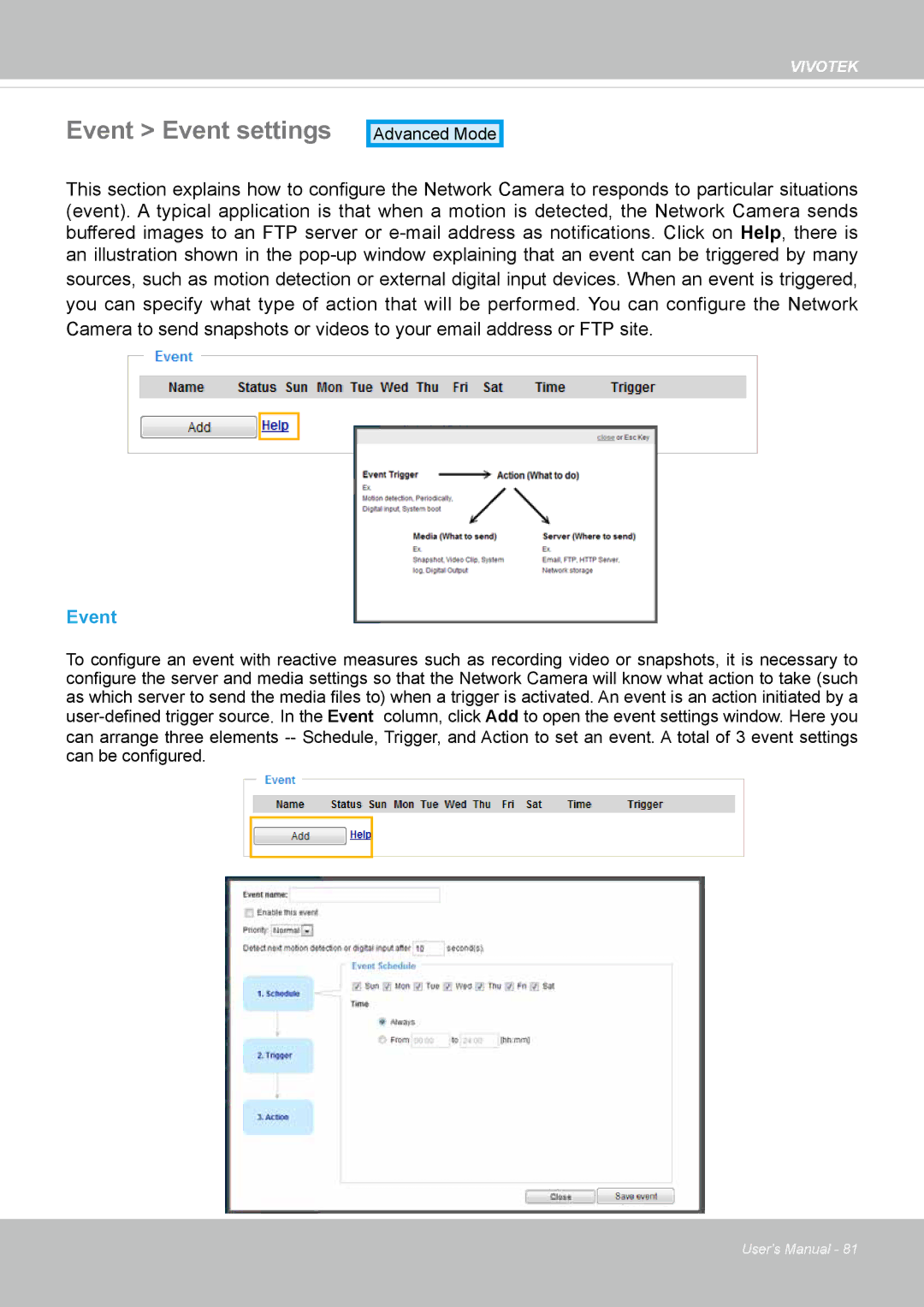 Vivotek VS8100 user manual Event Event settings 