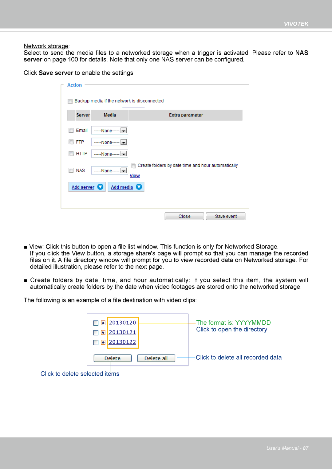 Vivotek VS8100 user manual Format is Yyyymmdd Click to open the directory 