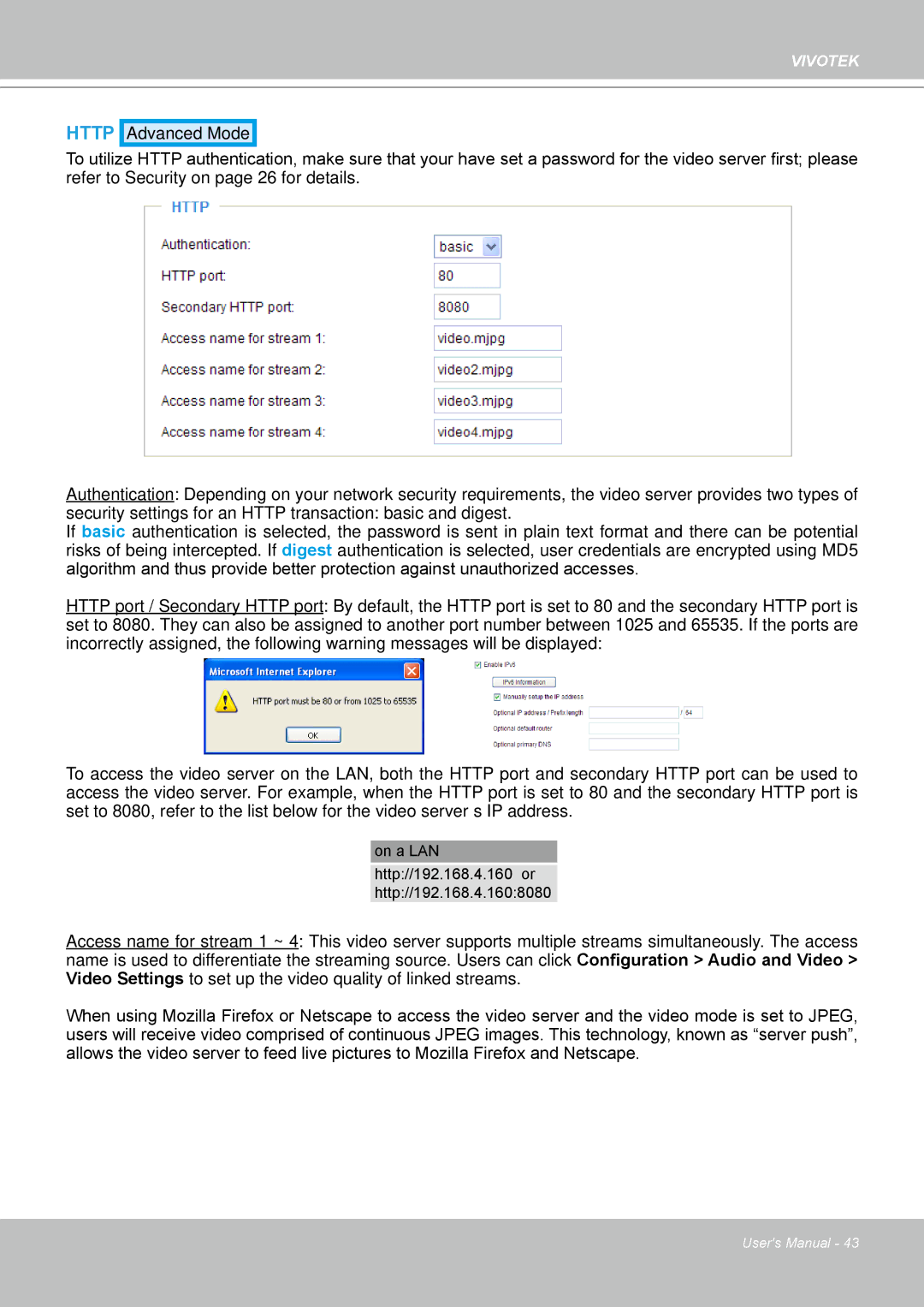 Vivotek VS8102 manual Http 