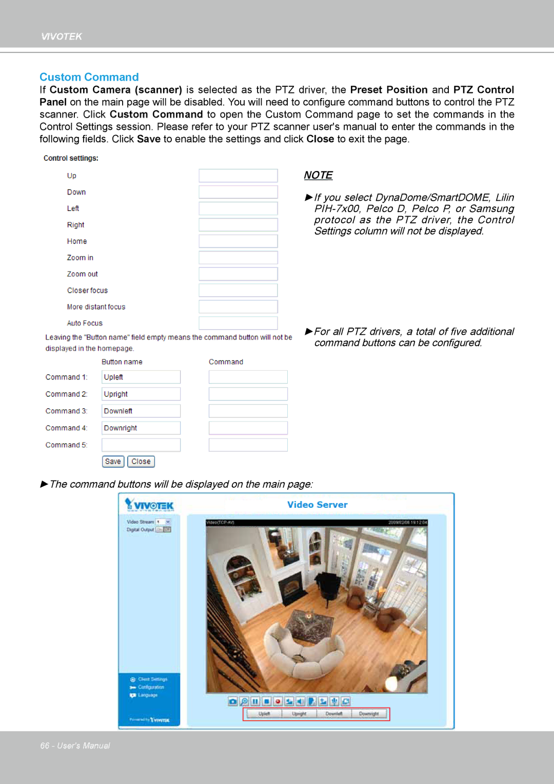 Vivotek VS8102 manual Custom Command 