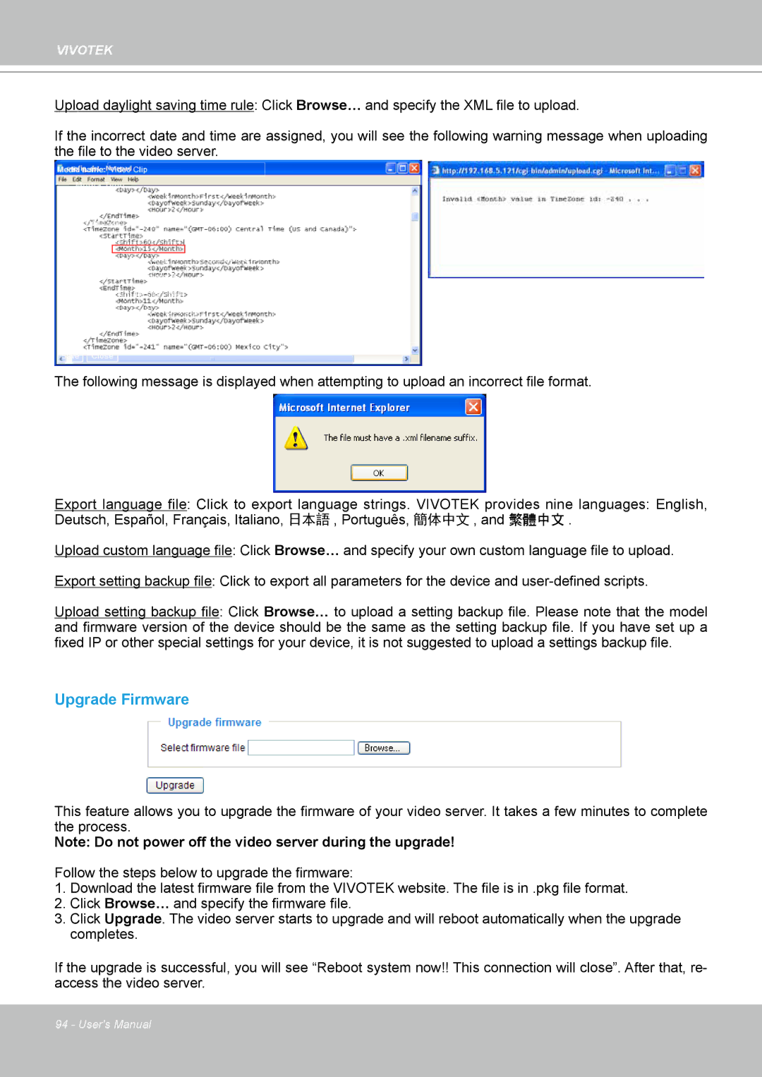 Vivotek VS8102 manual Upgrade Firmware 