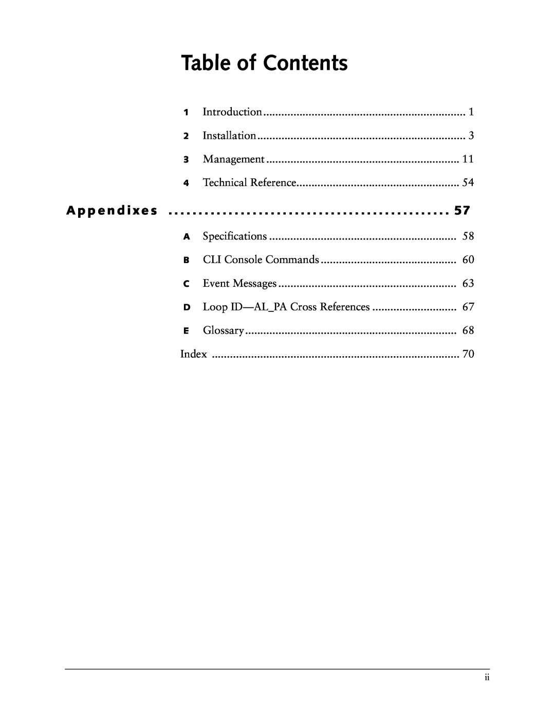 Vixel 335 manual Table of Contents, A p p e n d i x e s 