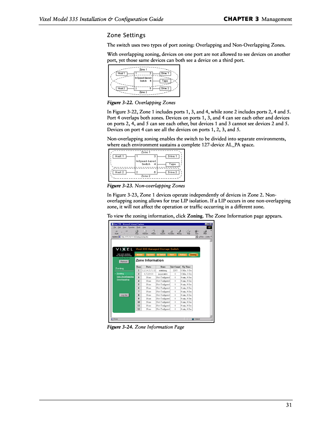 Vixel manual Management, Zone Settings, Vixel Model 335 Installation & Configuration Guide, 22. Overlapping Zones 