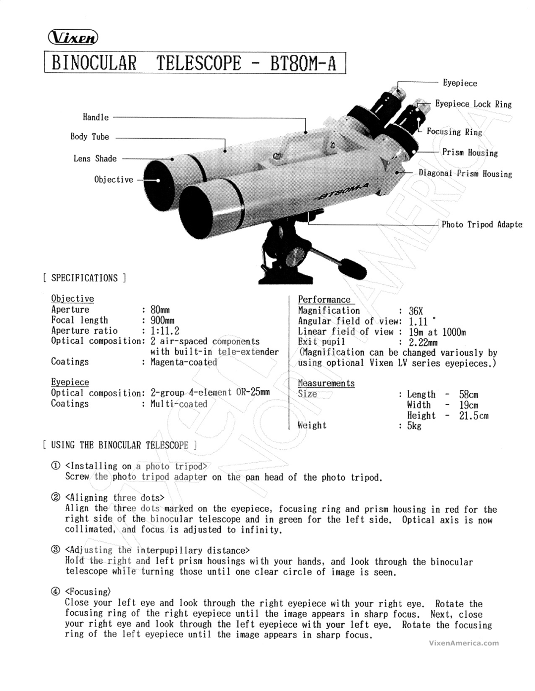 Vixen BT80M-A manual 