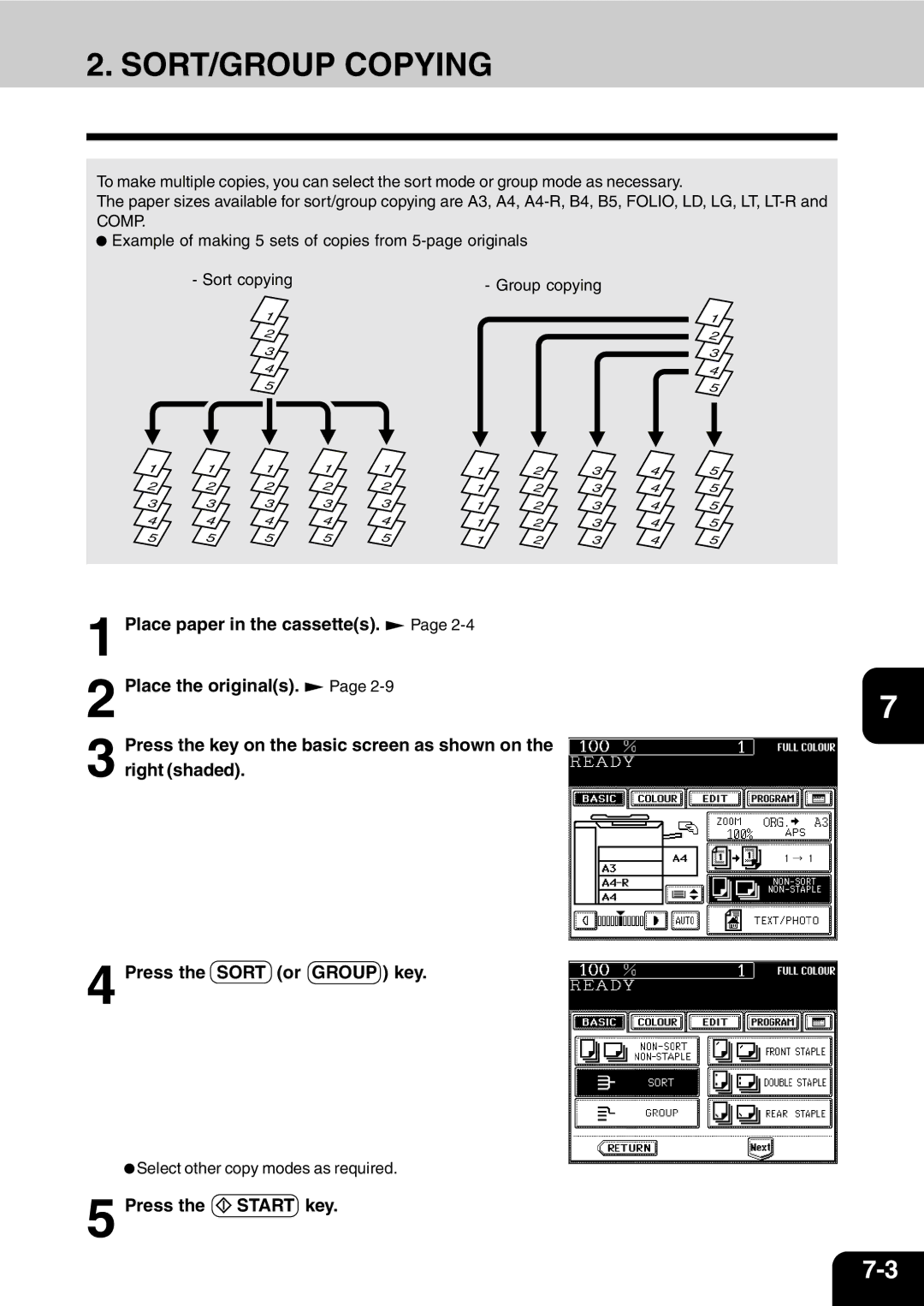 Vizio 210C manual SORT/GROUP Copying 