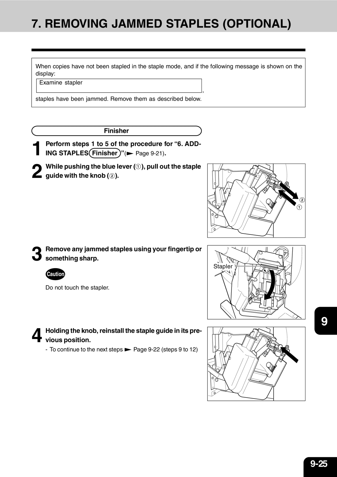 Vizio 210C manual Removing Jammed Staples Optional 