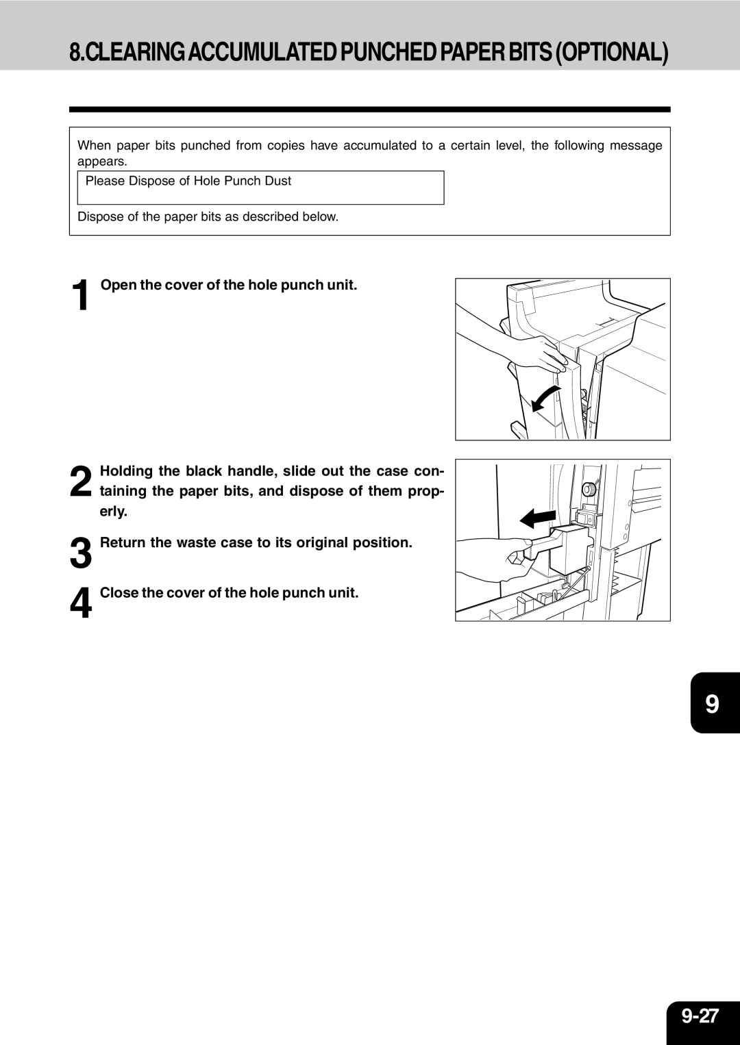 Vizio 210C manual Clearingaccumulated Punched Paper Bits Optional 