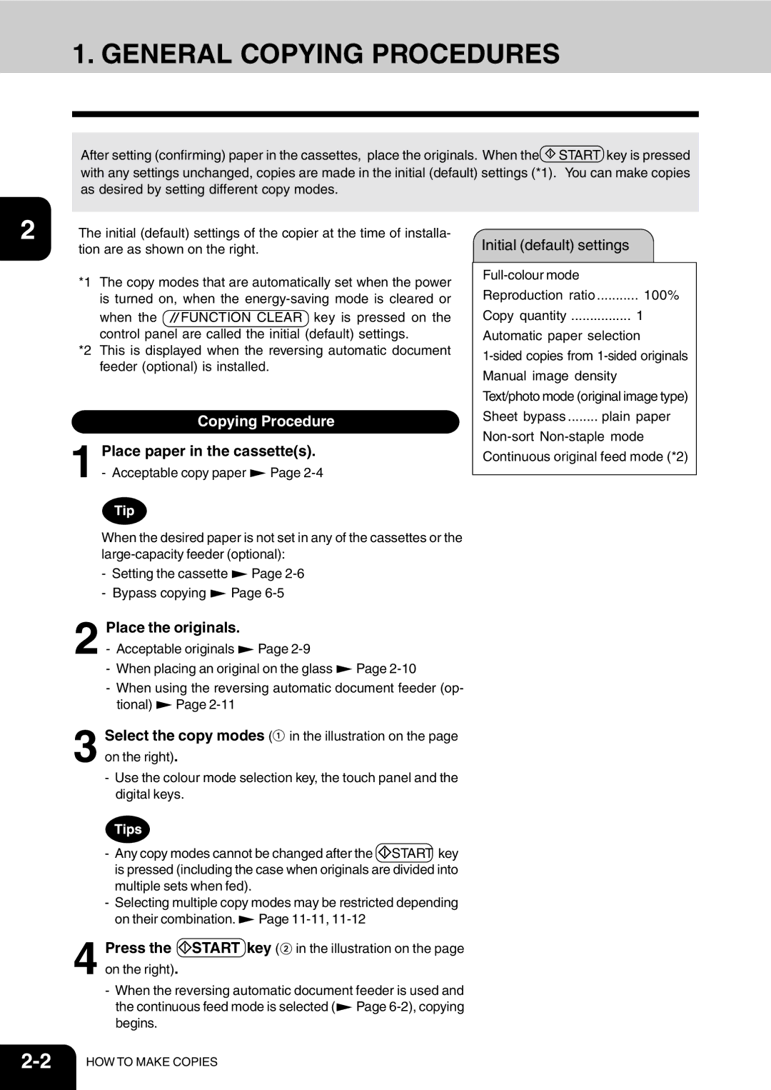 Vizio 210C manual General Copying Procedures, Place the originals 