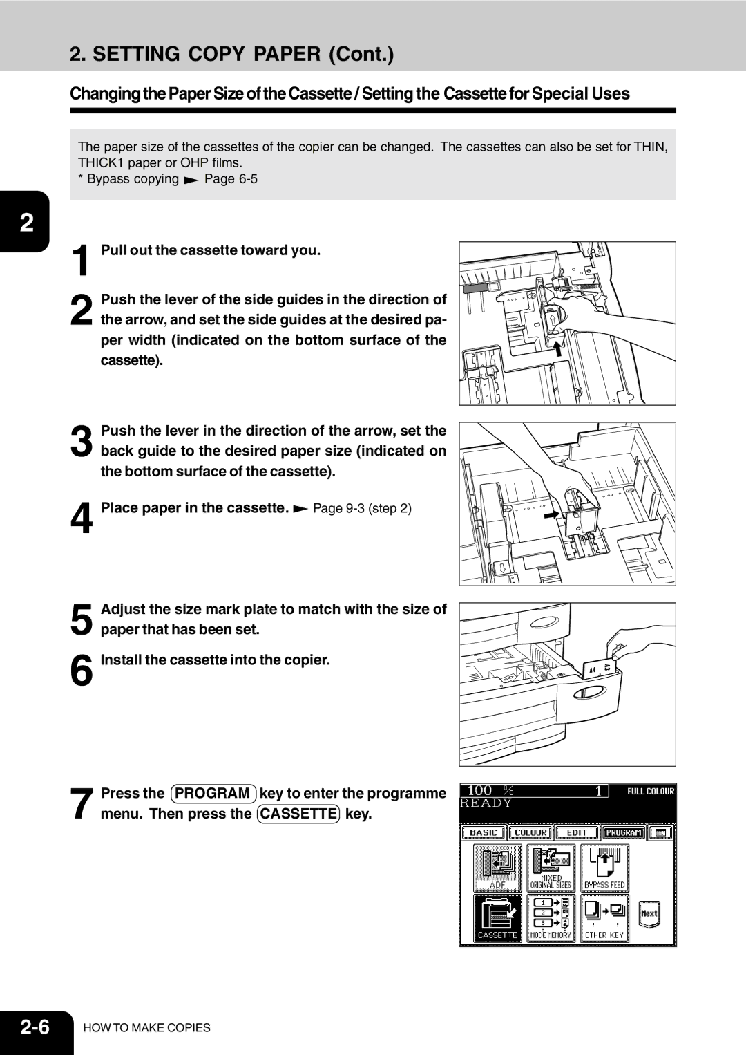 Vizio 210C manual Setting Copy Paper 