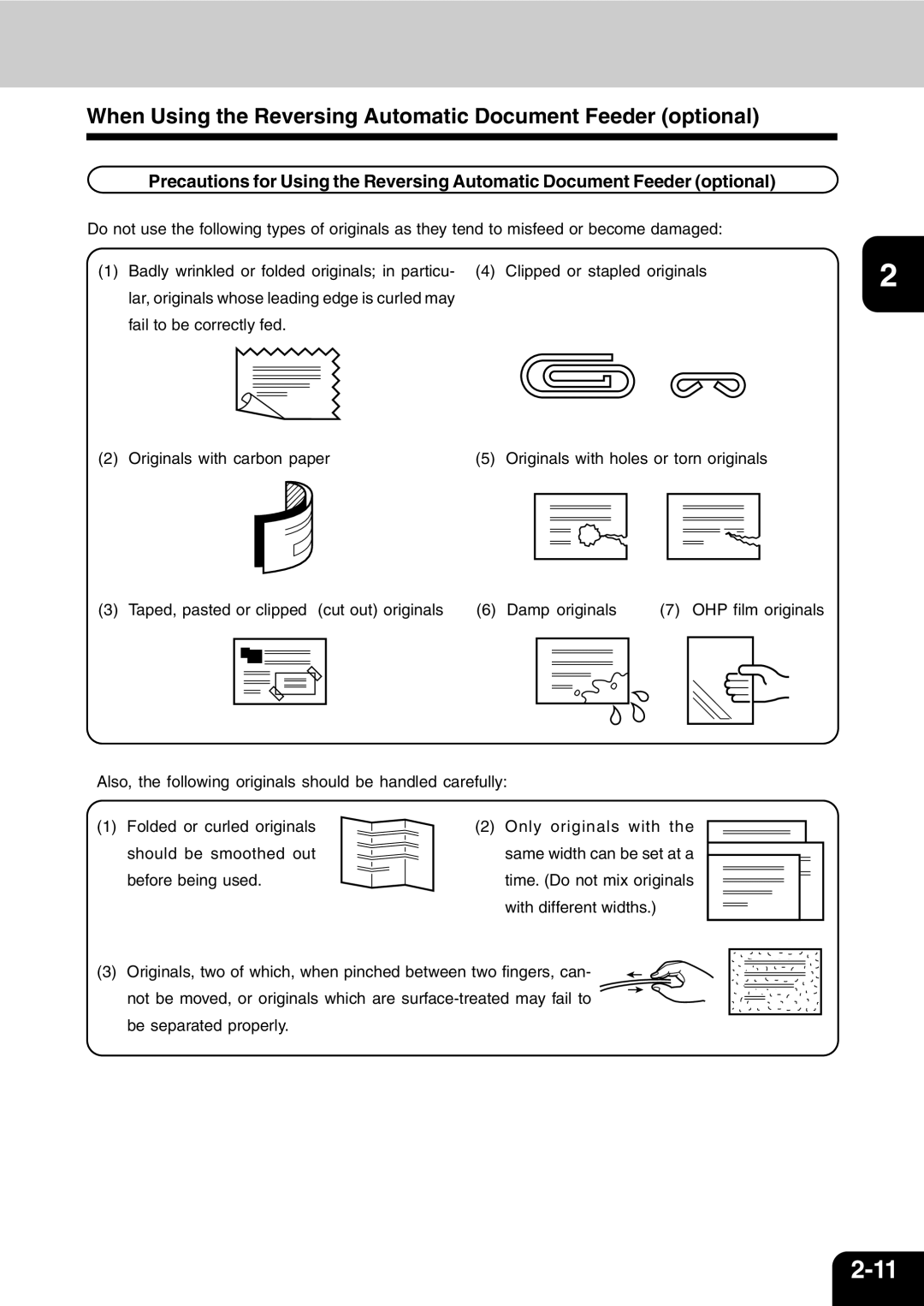 Vizio 210C manual When Using the Reversing Automatic Document Feeder optional 