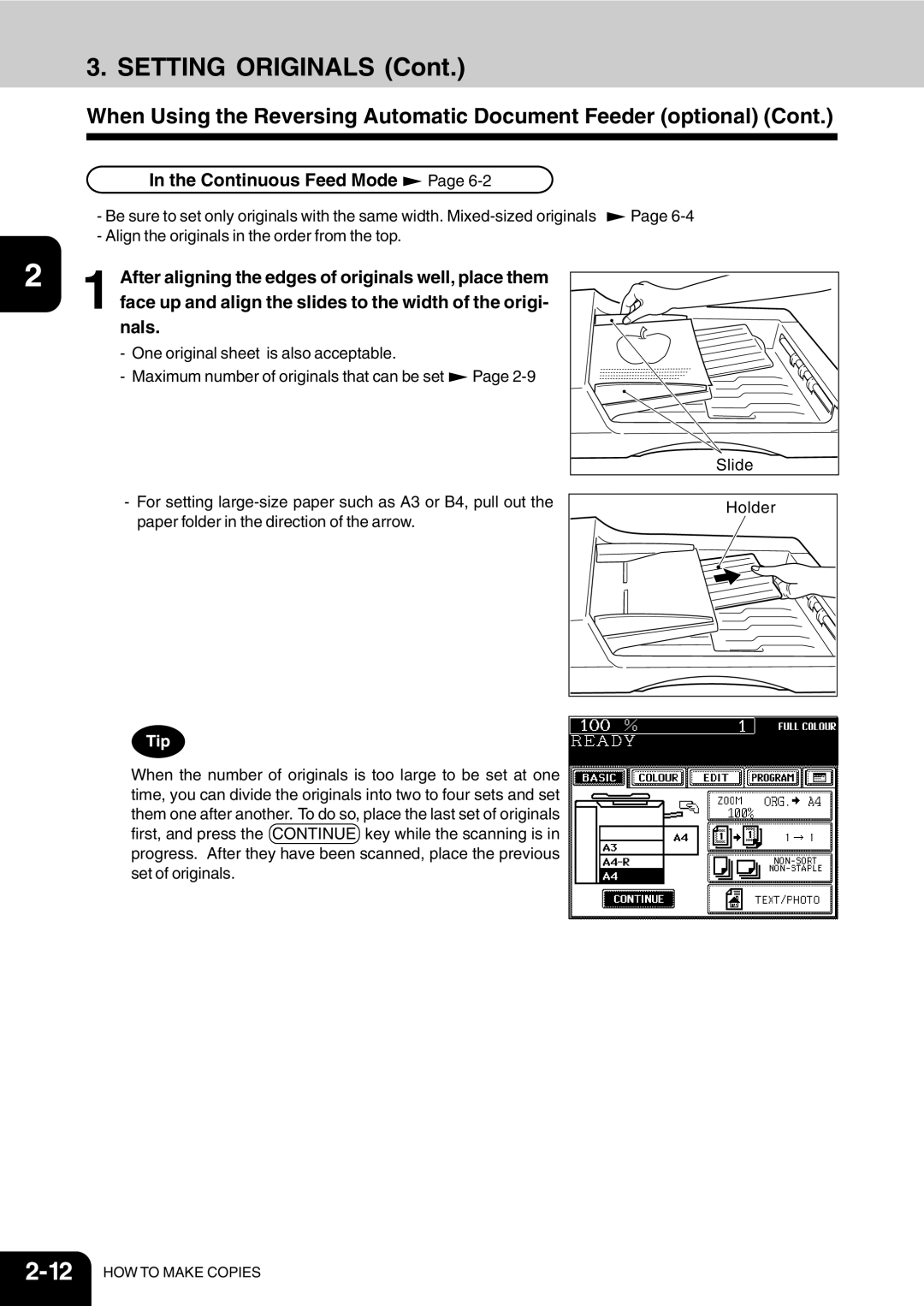 Vizio 210C manual Continuous Feed Mode 