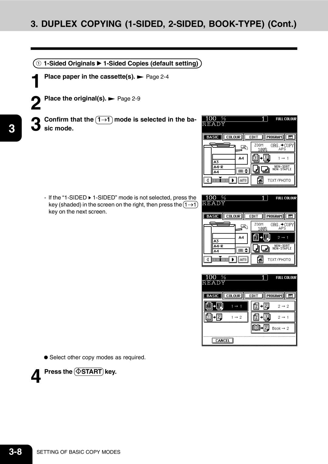 Vizio 210C manual Duplex Copying 1-SIDED, 2-SIDED, BOOK-TYPE 