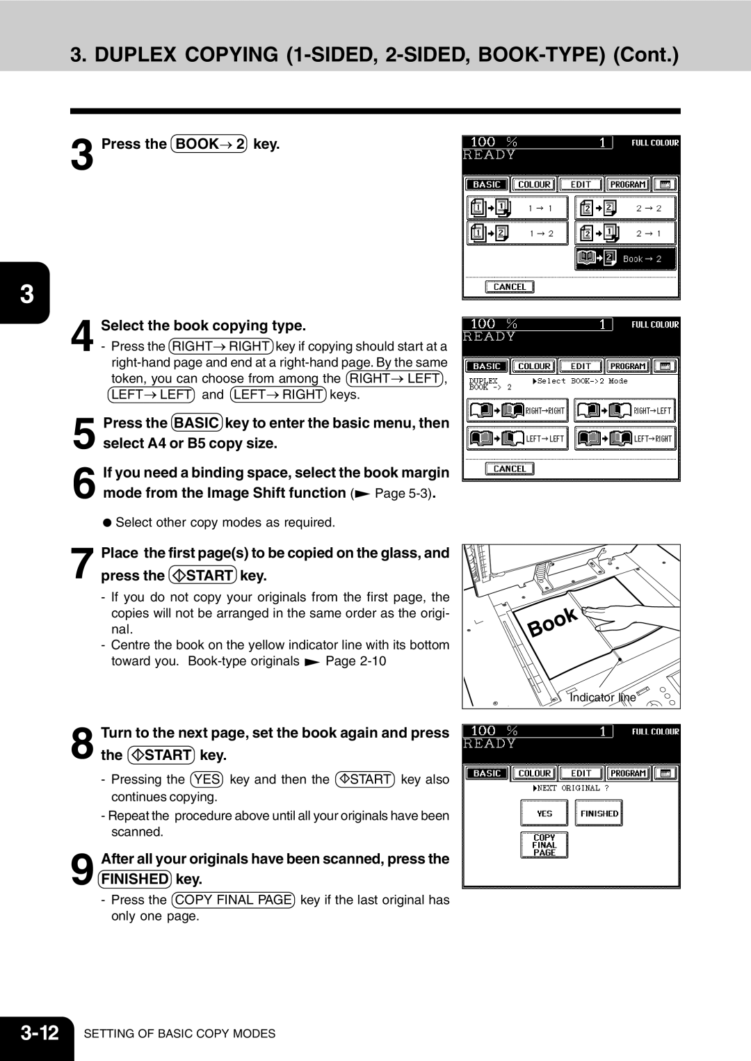 Vizio 210C manual Press the Book 2 key Select the book copying type 