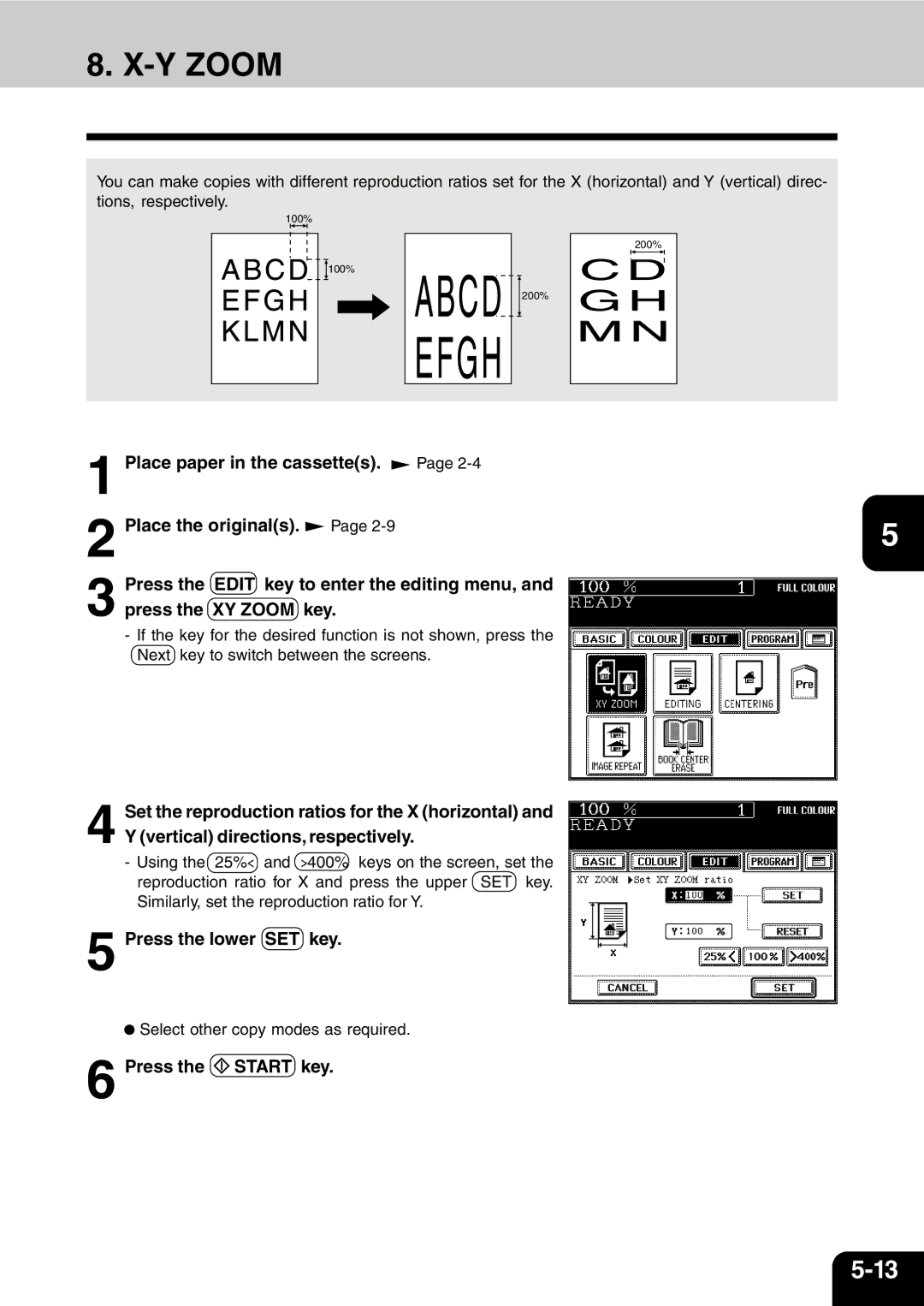 Vizio 210C manual Y Zoom, Press the lower SET key 