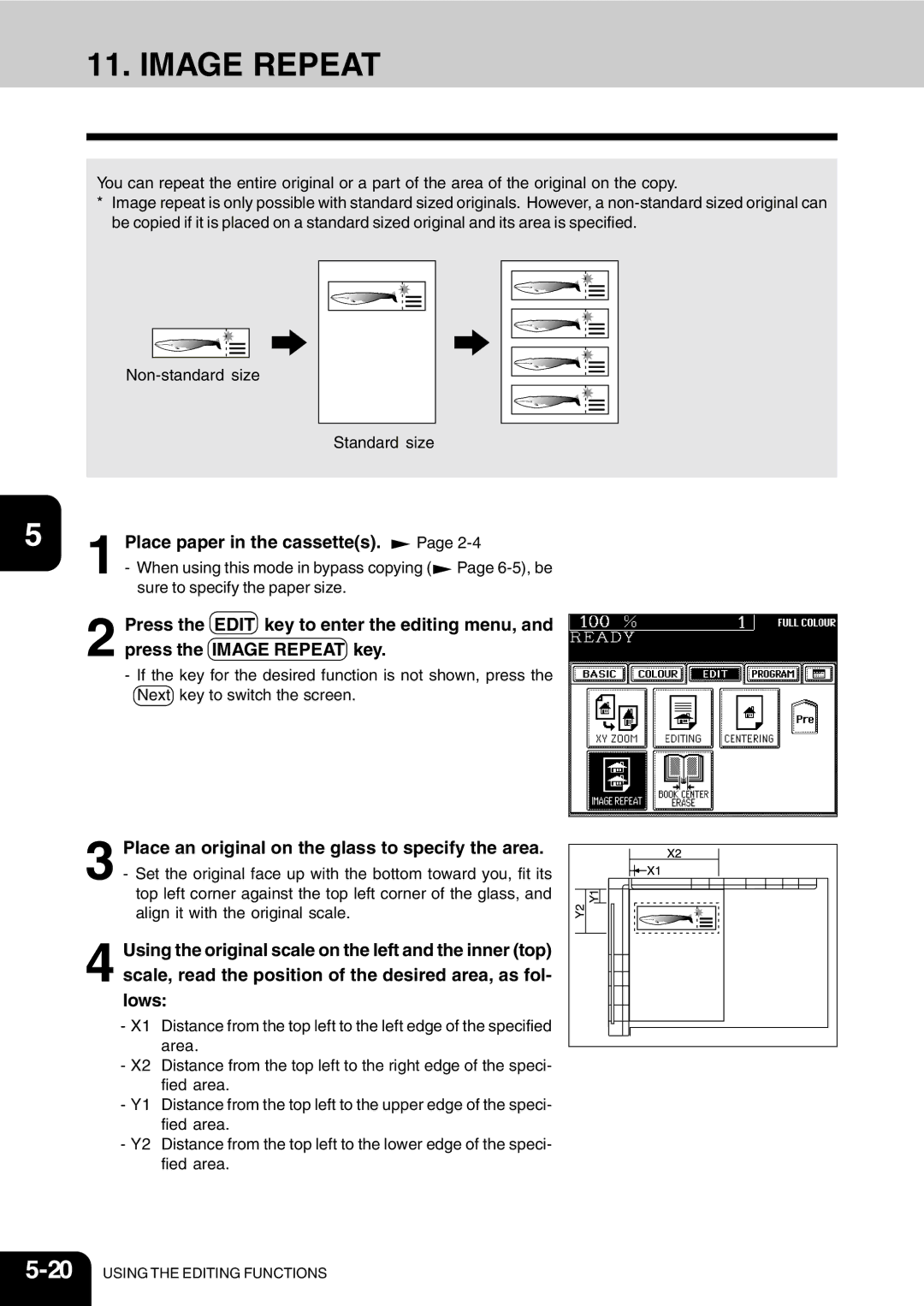 Vizio 210C manual Image Repeat, Place an original on the glass to specify the area 