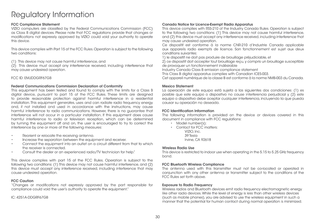 Vizio CA27A0, CA27-A1, CA27-A2, CA27A1, CA27A2, CA24A2, CA24-A2 manual 