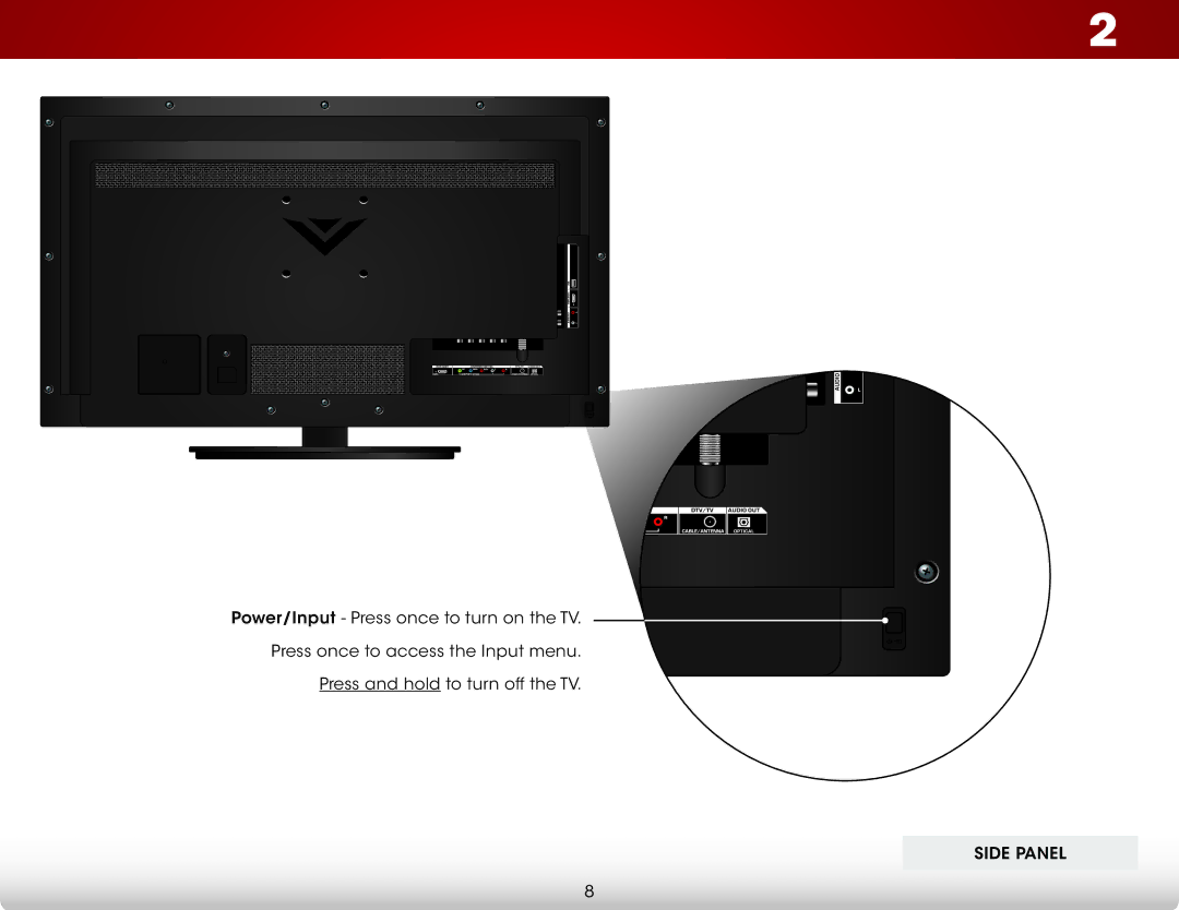 Vizio D320-B1 user manual Side Panel 